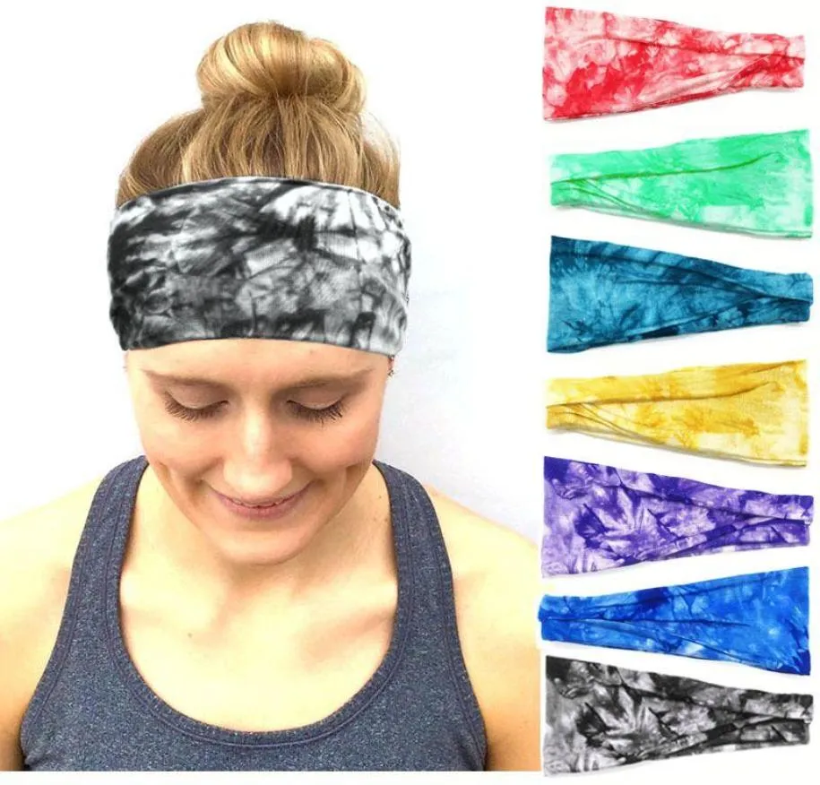 Tie Dye Washed Colored Headband Girl Bohemian Knotted Turban Headwraps Festival Beach Vintage Sport Yoga Hairband Accessories Swea2544898