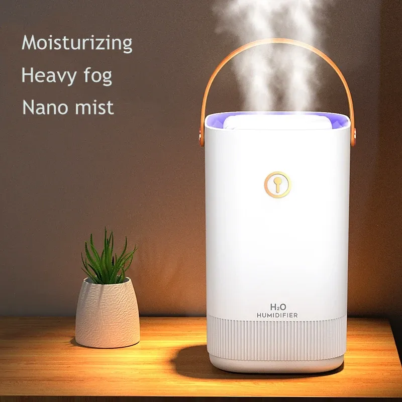 Urządzenia podwójna dysza domowy powietrze nawilżacz ciężka mgła duża pojemność 3300 ml Mist Maker Atomizer 7 Kolor LED Light Aroma Aroma Humidificador