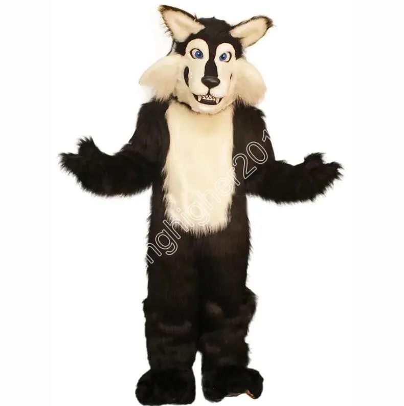 Professionele Zwarte Wolf Mascotte Kostuum Carnaval Party Stage Performance Fancy Dress voor Mannen Vrouwen Halloween Kostuum