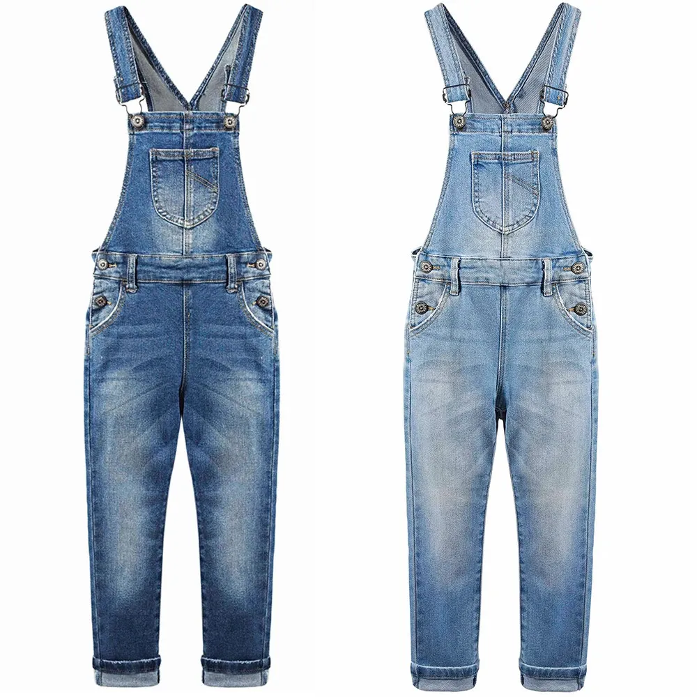 614T Tiener Overalls Kinderjeans Zacht Rekbaar Denim Jongens Meisjes Broek Bib Jarretelbroek Kinderkleding Kleding 240307