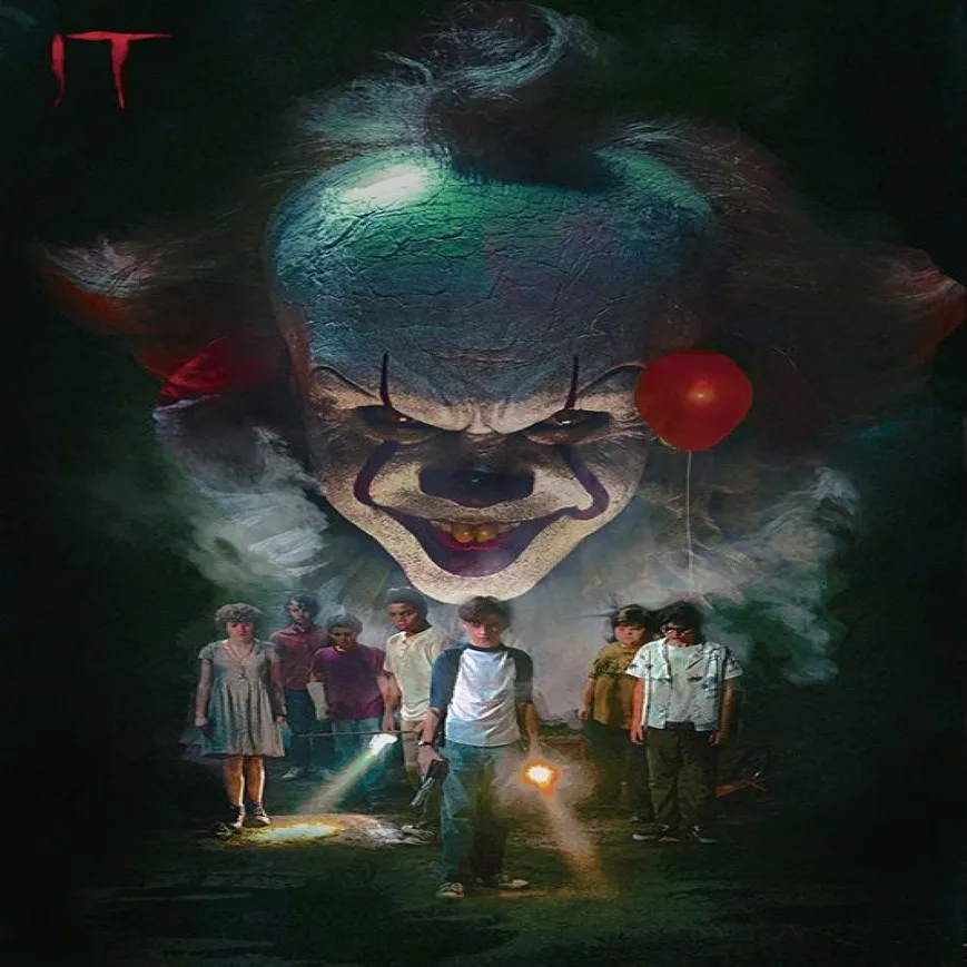 Ny It Movie Pennywise Stephen King Horror Art Canvas Poster Modern HD Print Oil Målning Väggkonstmålning Bild Poster för Roo276G