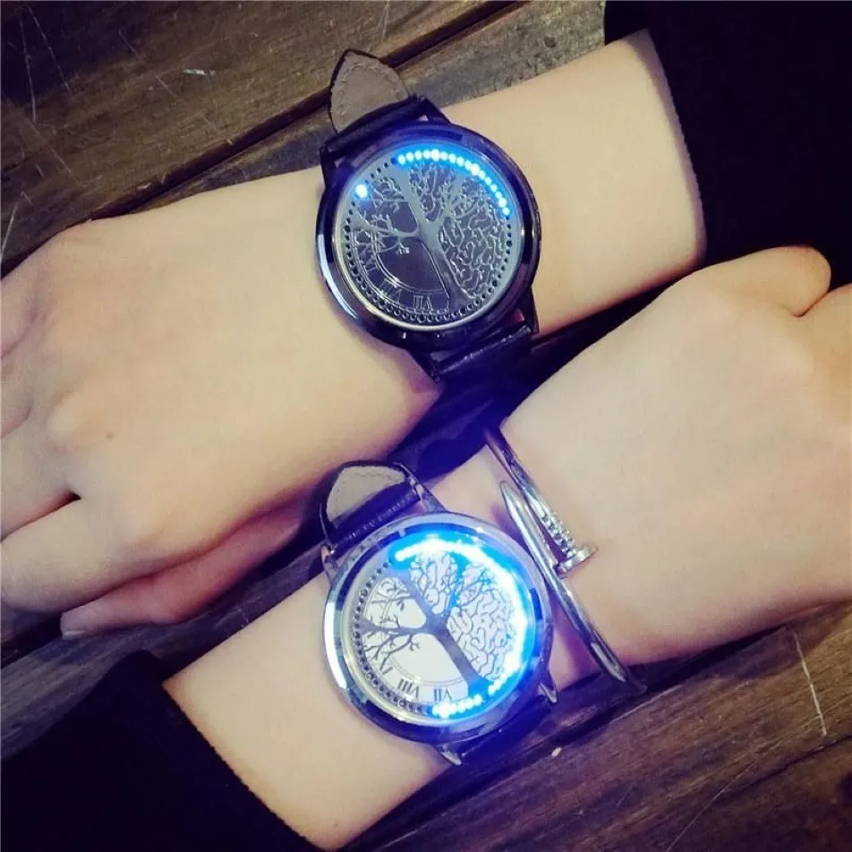 Herenhorloges Top Creatieve Persoonlijkheid Minimalistisch Leer Waterdicht LED Quartz Polshorloge Mannelijke Klok Watches205w