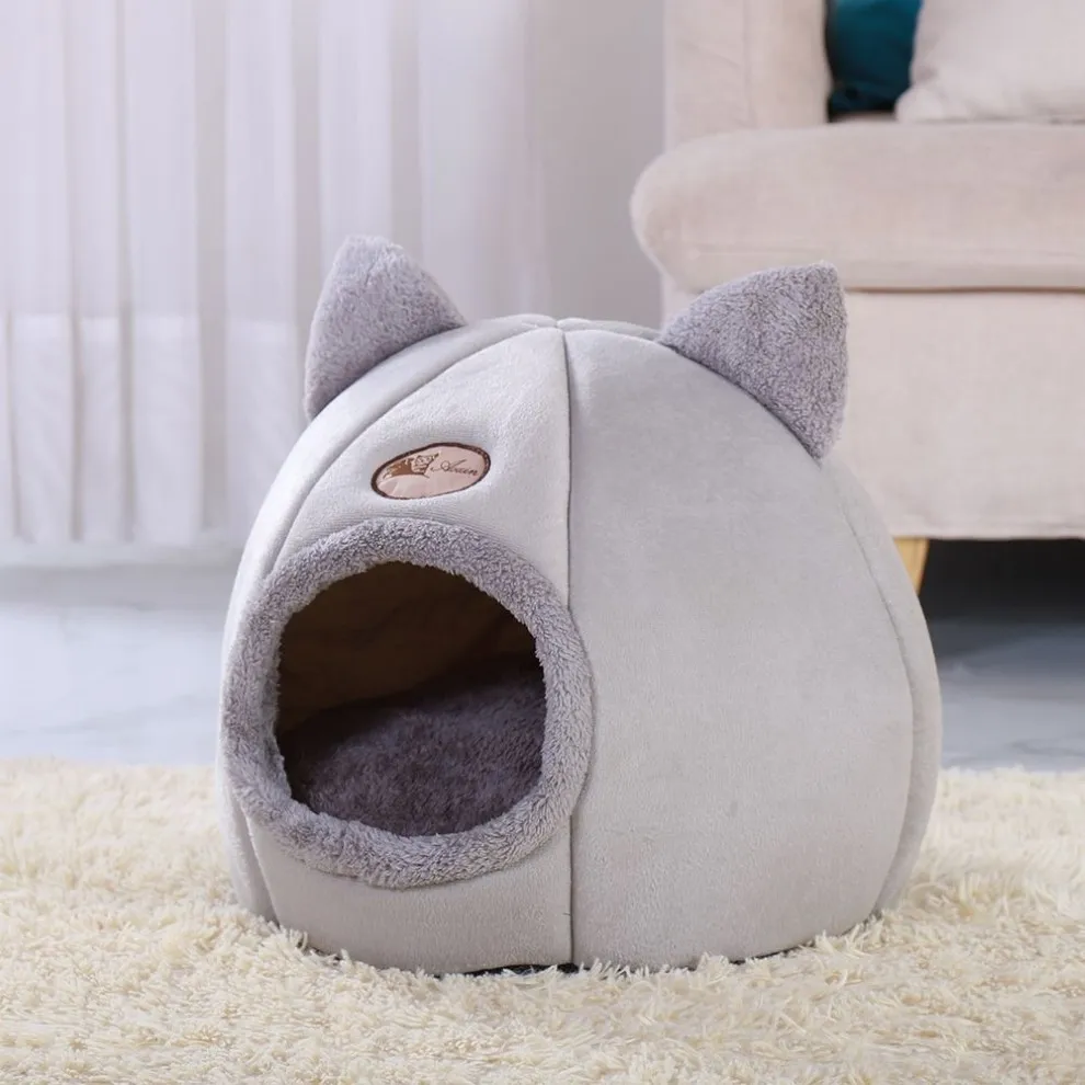 Soft Cat House Warm Bed Cave Tent with Removable Cushion Winter Sleeping Pet Pad Nest Cats Products Y200330236l
