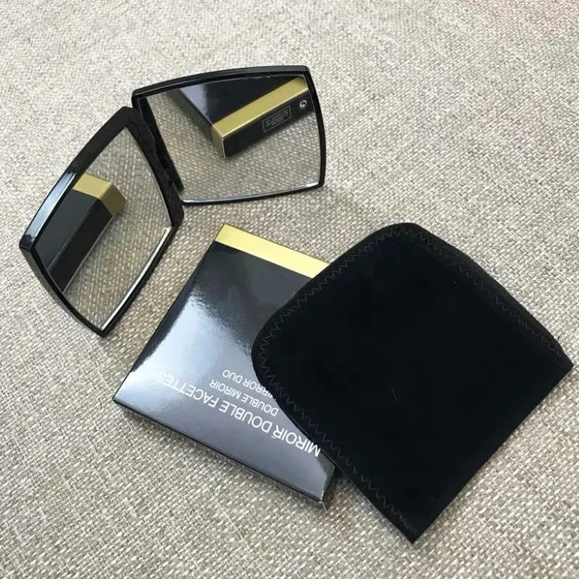 Moda C Mulheres conjunto de veludo preto espelho cosmético portátil espelhos de maquiagem dobrável lente de dupla utilização com caixa de presente para senhoras 306e