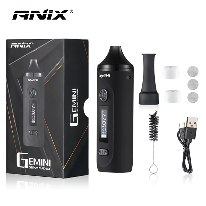 Anix Gemini Dry Herb Vaporizer Vape Pen Kit 2200mAh OLCD Skärm Display Temperaturkontroll Herbal Original Hugo Vapor