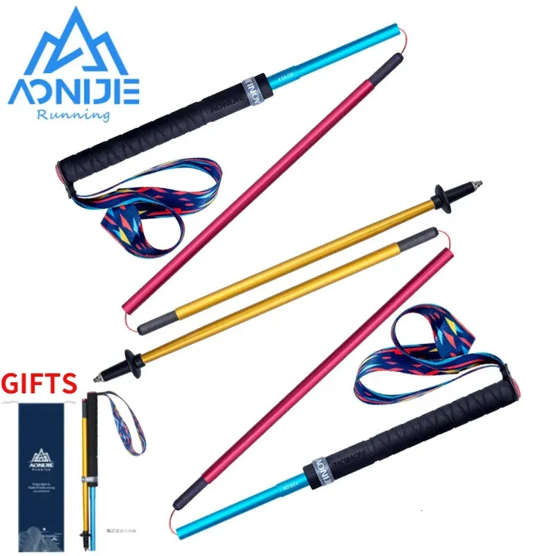 2PCS AONIJIE E4201 Lightweight Folding Collapsible Quick Lock Trekking Pole Hiking Pole Trail Running Walking Stick Carbon Fiber 240306