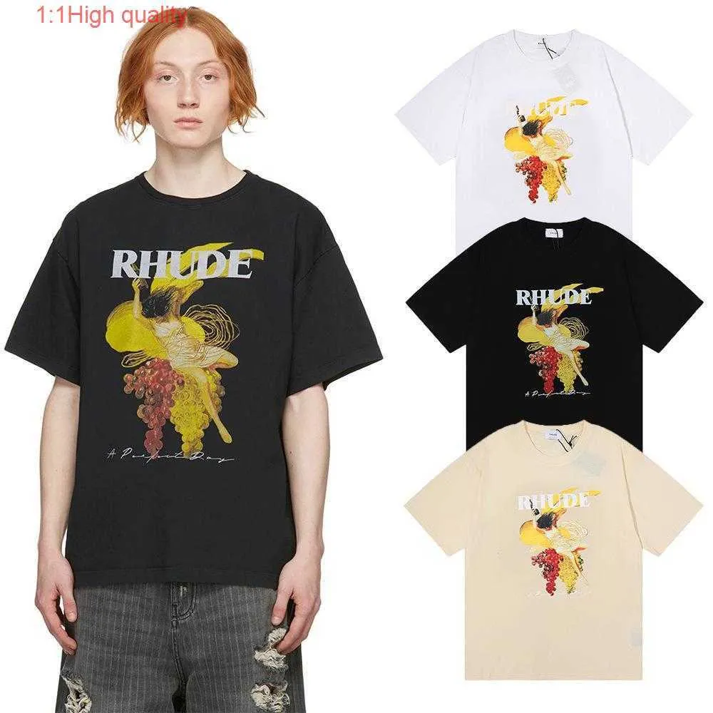 Los Angeles Rhude été Harajuku rue Hip Hop lettre impression bas haut ample à manches courtes T-shirt