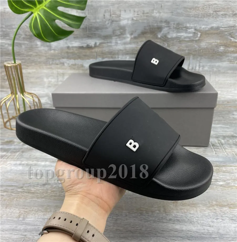 Paris B Sliders Herrens kvinnor Summer Sandaler Beach Talltor Ladies Black Scuffs Home Slides Flat Chaussures Shoes Indoor Office Stre2989728