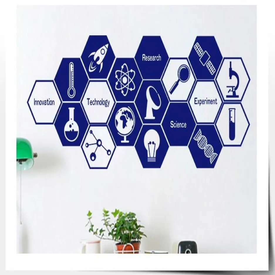 Scientifique chimie amant école autocollant école de sciences laboratoire chimique vinyle Stickers muraux enfants amovibles Stickers muraux décor à la maison Bed231K