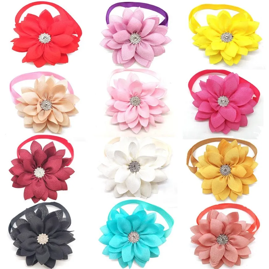 Nœud papillon Style fleur pour chien, 30 pièces, beau chiot, chien, chat, collier réglable, accessoires pour Small245I