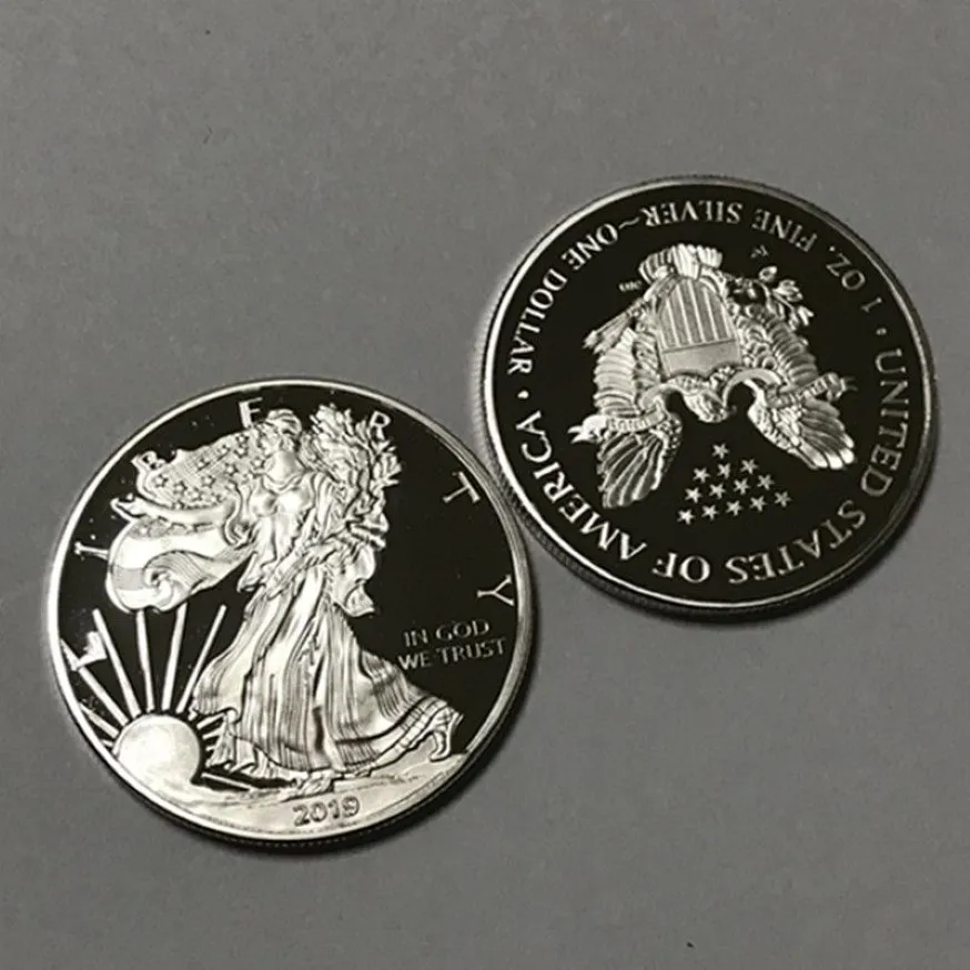 5 PCS Magneitc Non Magneitc 2019 Dom Pirinç Çekirdek Gümüş 40 mm baş aşağı kartal dekorasyonu koleksiyon parası261f