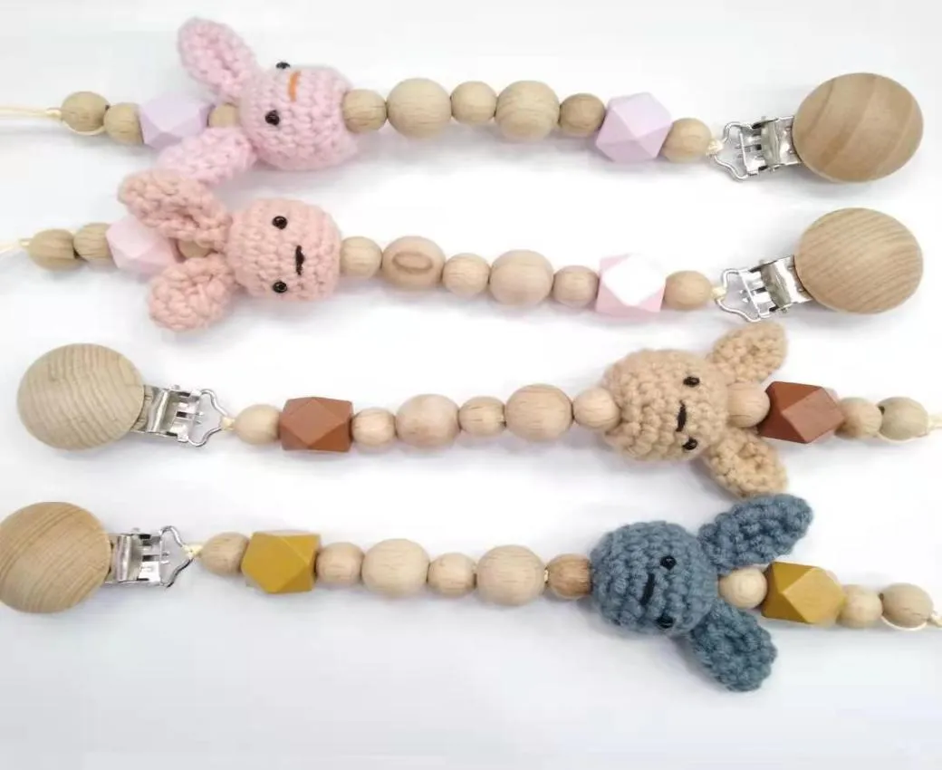 ベビーマシファイアクリップビーチの肥大剤SoOther Cartoon Rabbit Woodiness Holder Beaded Clip Chain Nipple Teether Dummy Strap Chains in4010671