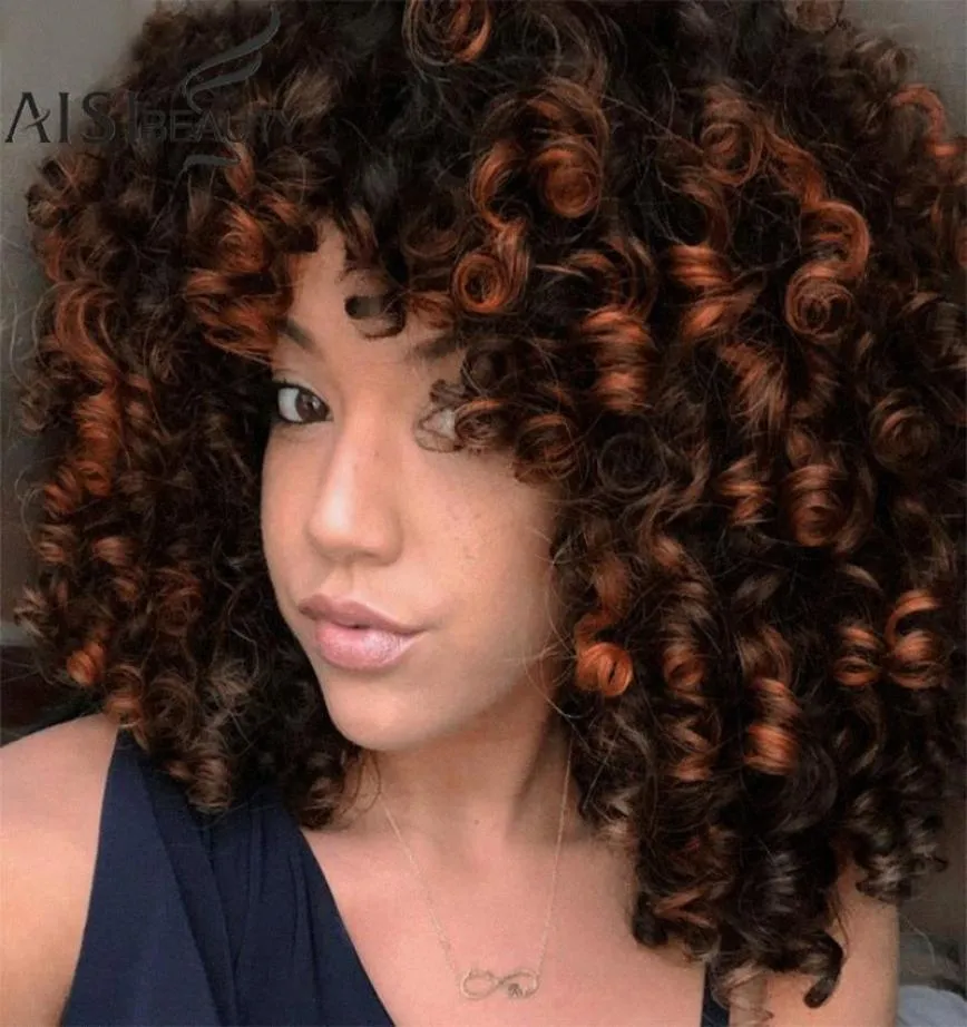 AISIBEAUTY Wigs For Black Women Synthetic Kinky Curly Wigs 14 Inches Short Black Natural Afro Hair For Women Male Wigs Hair Weave 2864948