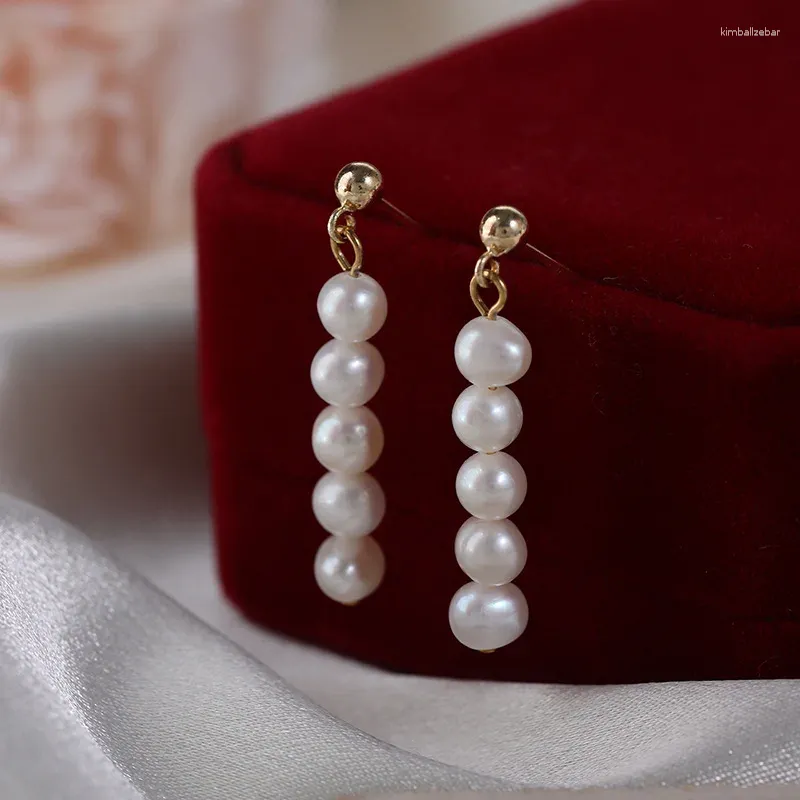 Dangle Earrings Elegant Natural Freshwater Pearl For Women Simple Luxury Jewelry Long Tassel Real Baroque Pearls Drop Earring Aesthetic