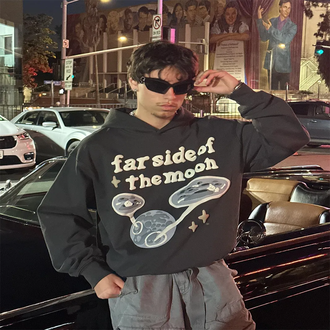 Broken Planet sweatshirt American star style sports hip-hop rap hooded loose casual foam star chain print for men and women