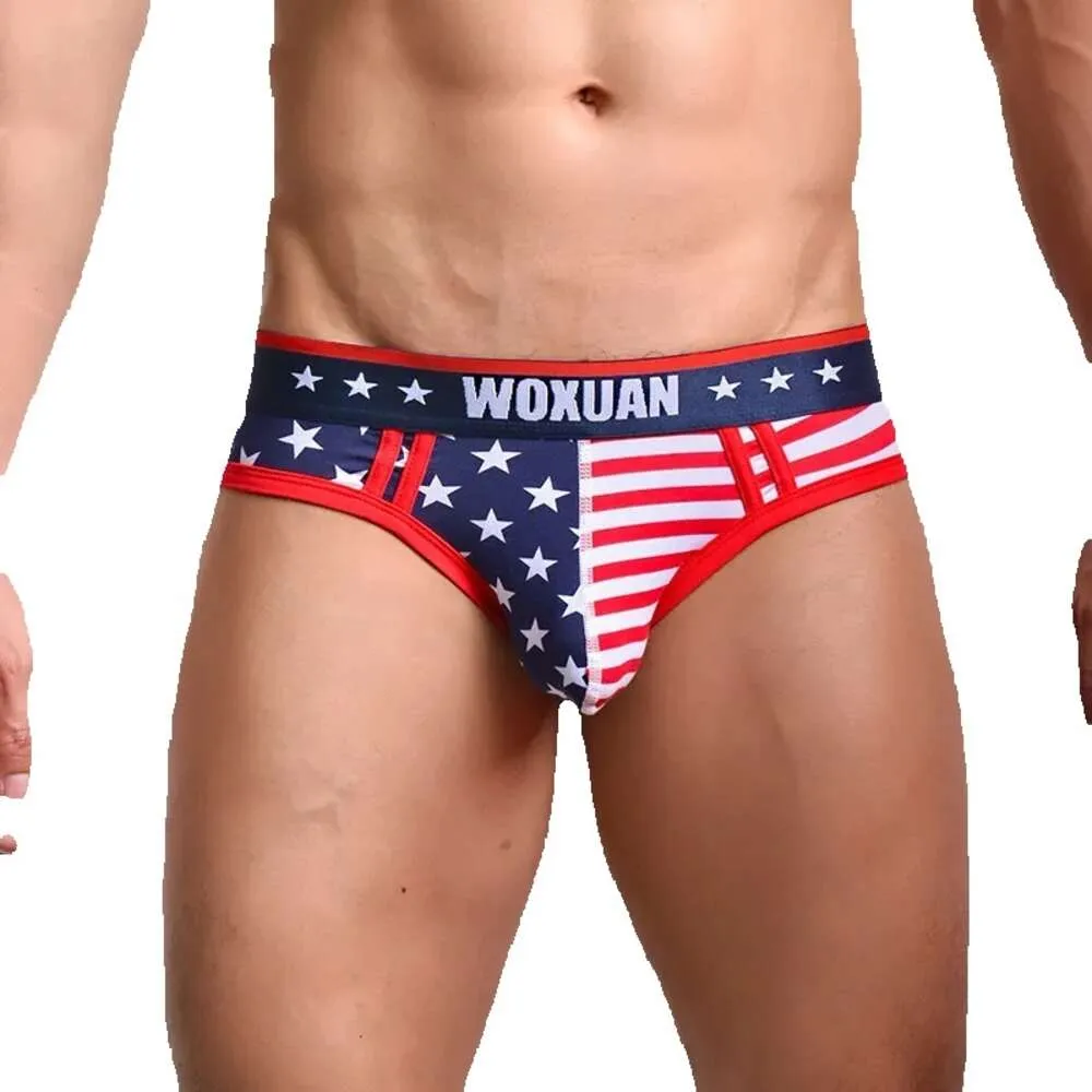 Slip imprimé B caleçon drapeau B hommes USA classique hommes slip coton hommes sous-vêtements Sexy taille basse conception convexe culottes décontracté Riefs GG riefs rief