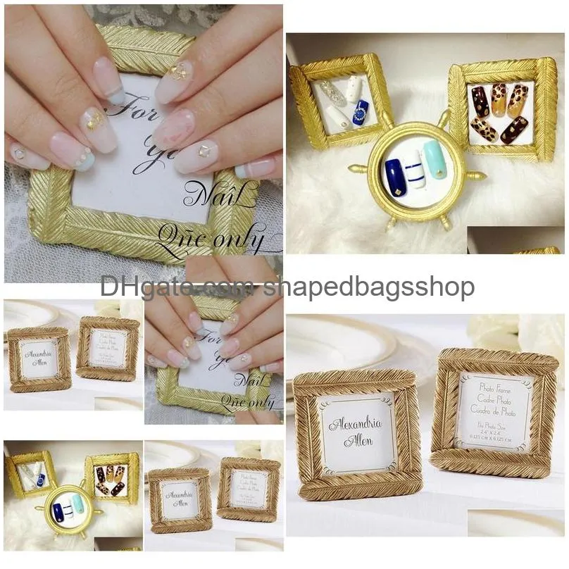 Party Favor and Gift-Newest Style Harts Gold Feather Frame Baby Shower Favors Po W7367 Drop Delivery Home Garden Festive Supplies Eve DHDK3