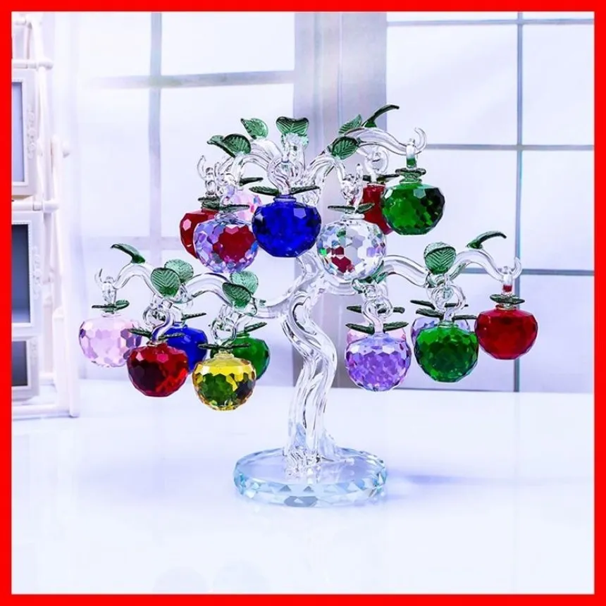 Chirstmas Tree Hangs Ornaments 30 40 50mm Crystal Glass BPPLE miniature Figurine Natale Home Decorations Figurines Crafts gifts C01973
