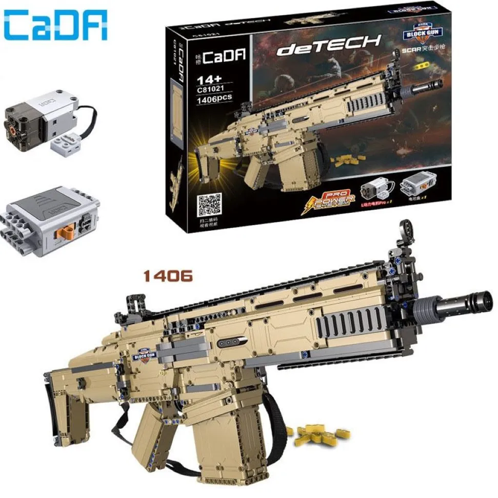 Electric Swat Series Military Series Can Filet Bule Bricks Guns Education Fn Scar 17s Model Build Building Builds Boys Prezenty C112236