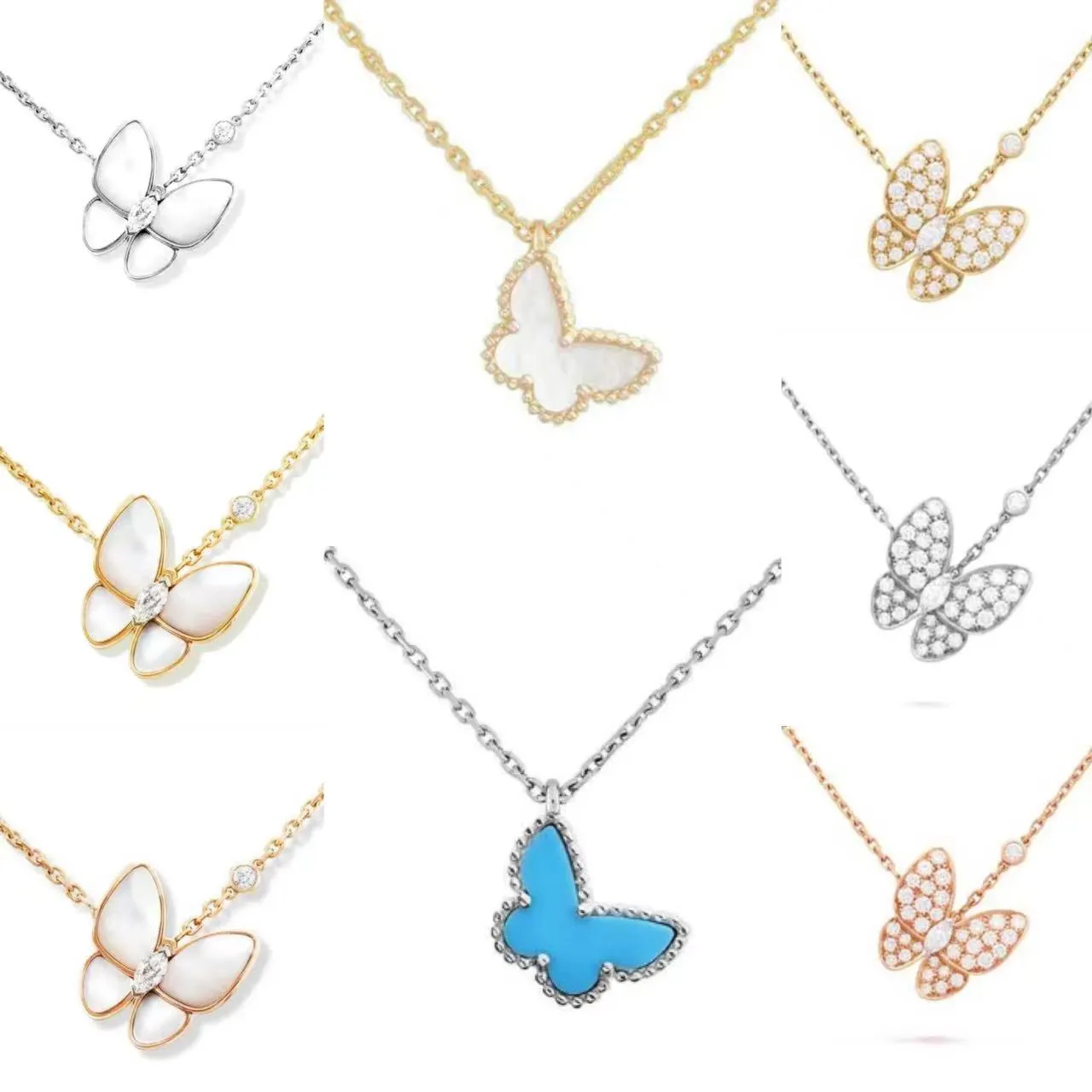 Colares de luxo Jóias para mulheres colar de borboleta designer de mulheres colar de ouro diamantes Shell aço inoxidável platina presentes de festa para senhora