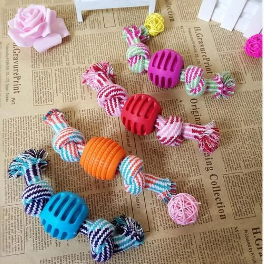 Pet Dog Rope Chew Toys Bone Ball Animal Shape Pets Playing Knot Toy Cotton Teeth Cleaning Toys for Small Pet Puppy GB245242B
