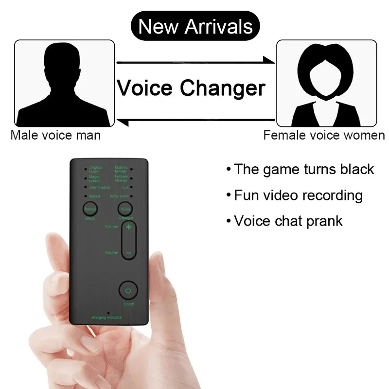 Mikrofone Hot Mini-Mikrofon-Sprachwechsler 7 Klangwechselmodi Kopfhörermikrofon für Telefon-Sprachwechsler-Adapter für PUBG-Gaming