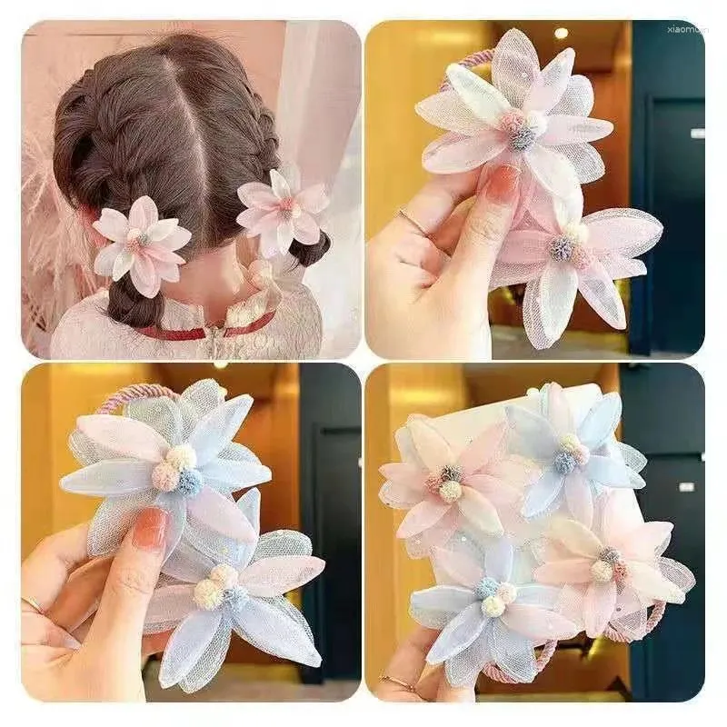 Hair Accessories Kids Hairties Hairclip Korean Baby Flower Tiara Girl Princess Leather Band Cute Head Clip Card