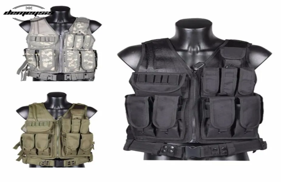 Tactische uitrusting Training Combat Vest Leger Paintball Jachtpantser Molle-vesten met pistoolholster3962476