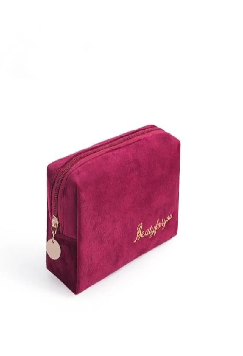 Filles velours organisateur sac cosmétique Vintage doux paquet de toilette femmes voyage maquillage sacs rouge à lèvres pochette trousse de beauté sac à main 711907212785