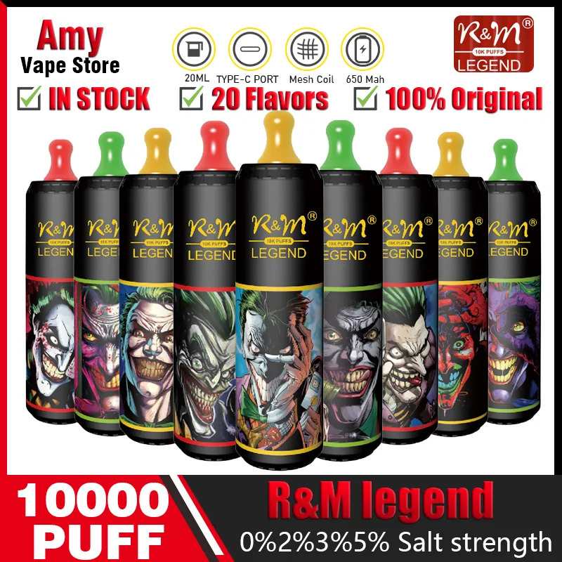 Original R&M legend 10000 Puffs Disposable Vape randm 10k Mesh Coil With Rechargeable 650mAh Battery Airflow Control 20 ml Pod 10000 Puffs Vaper Kit 20 Flavors