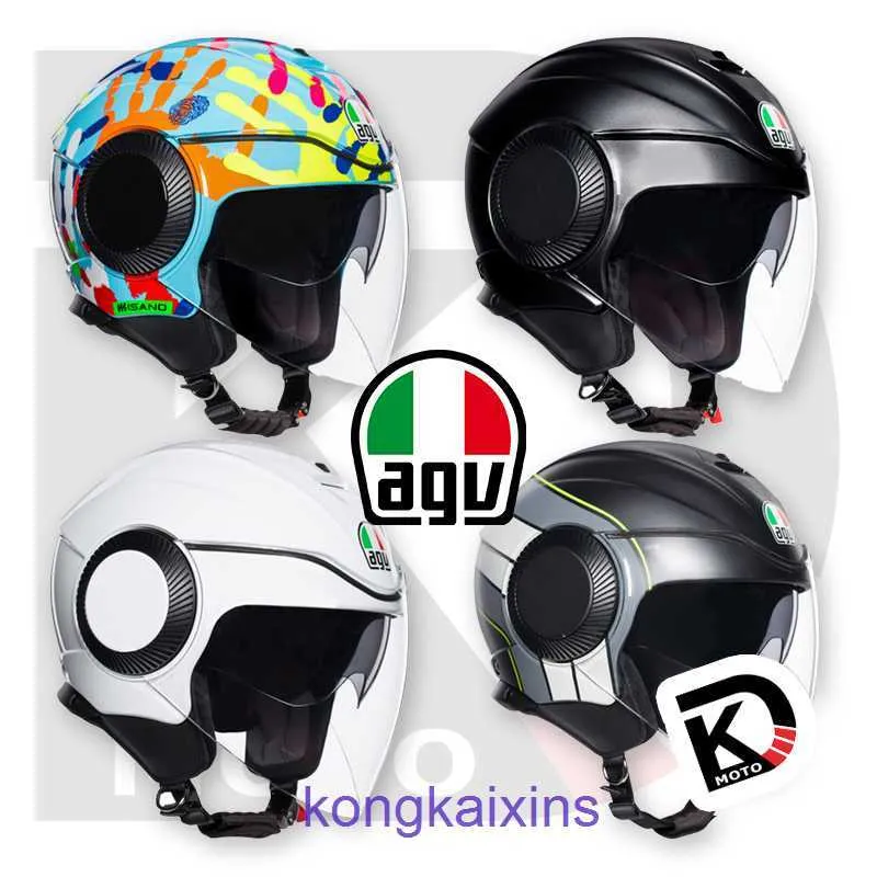 Casque de moto italien AGV ORBYT hommes et femmes double lentilles 3 4 pédale électrique demi été