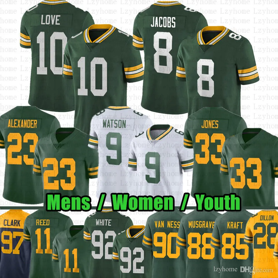 Josh Jacobs 10 Love Football Jersey Jayden Reed Watson Jaire Alexander Aj Dillon David Bakhtiari Quay Walker Luke Musgrave Tucker Kraft Lukas Van Nessan Gary