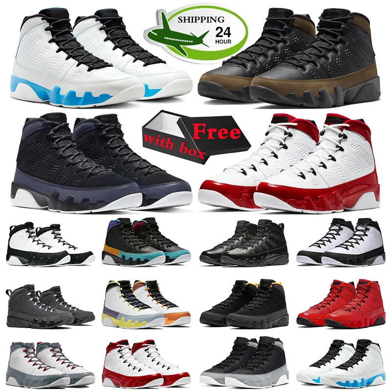 Free Box Jumpman 9 9s chaussures de basket-ball baskets pour hommes poudre bleu clair olive gymnase rouge particule gris hommes formateurs sport