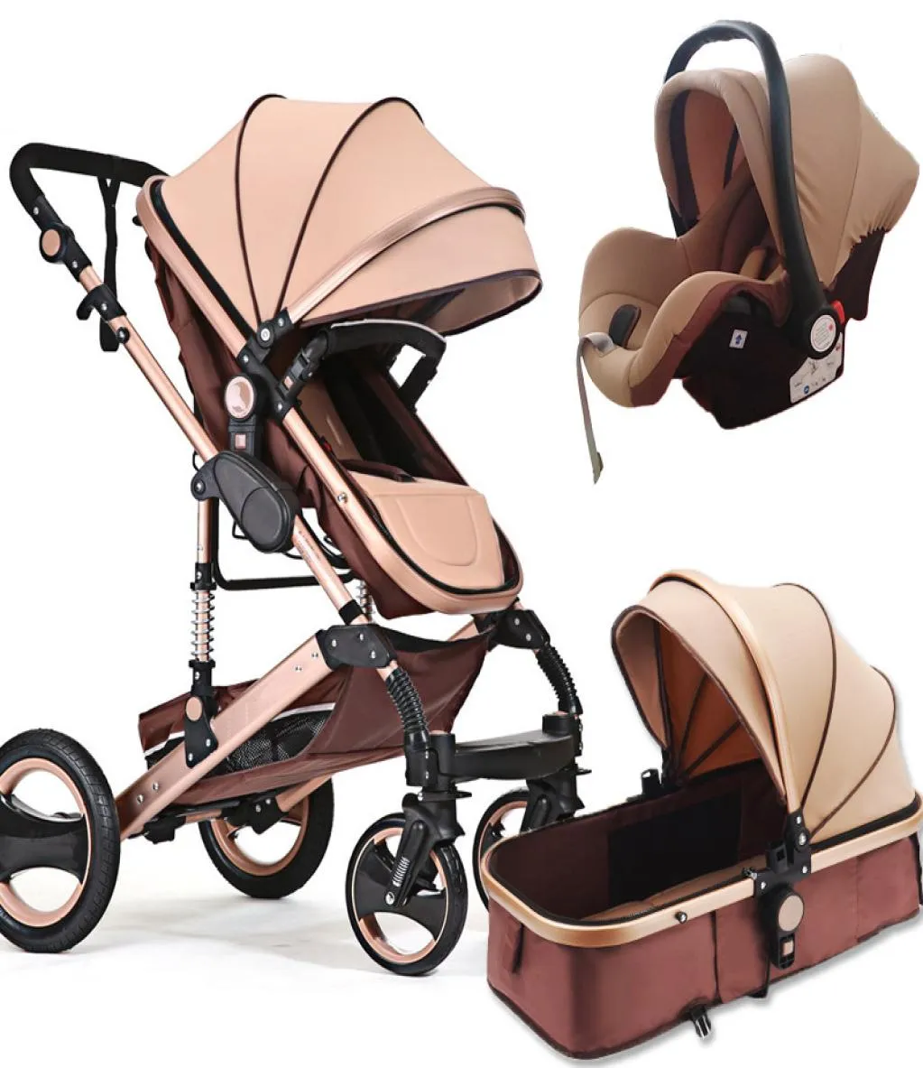 3 em 1 carrinho de bebê vista alta com assento de carro de segurança Carrinho de bebê em dois sentidos luz 2 em 1 carrinho 5534798