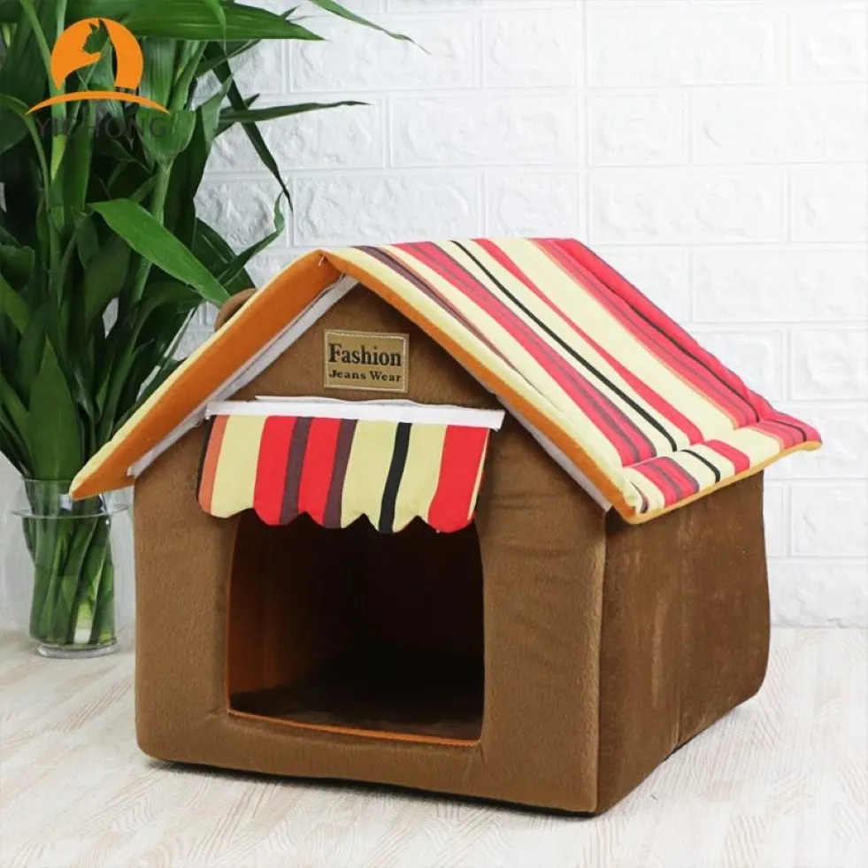 Yichong Soft Indoor Pet House Removable Cover Cover Mat Medium Dogs Cats Puppy Kennel Pet Tent YH213207O用のベッド