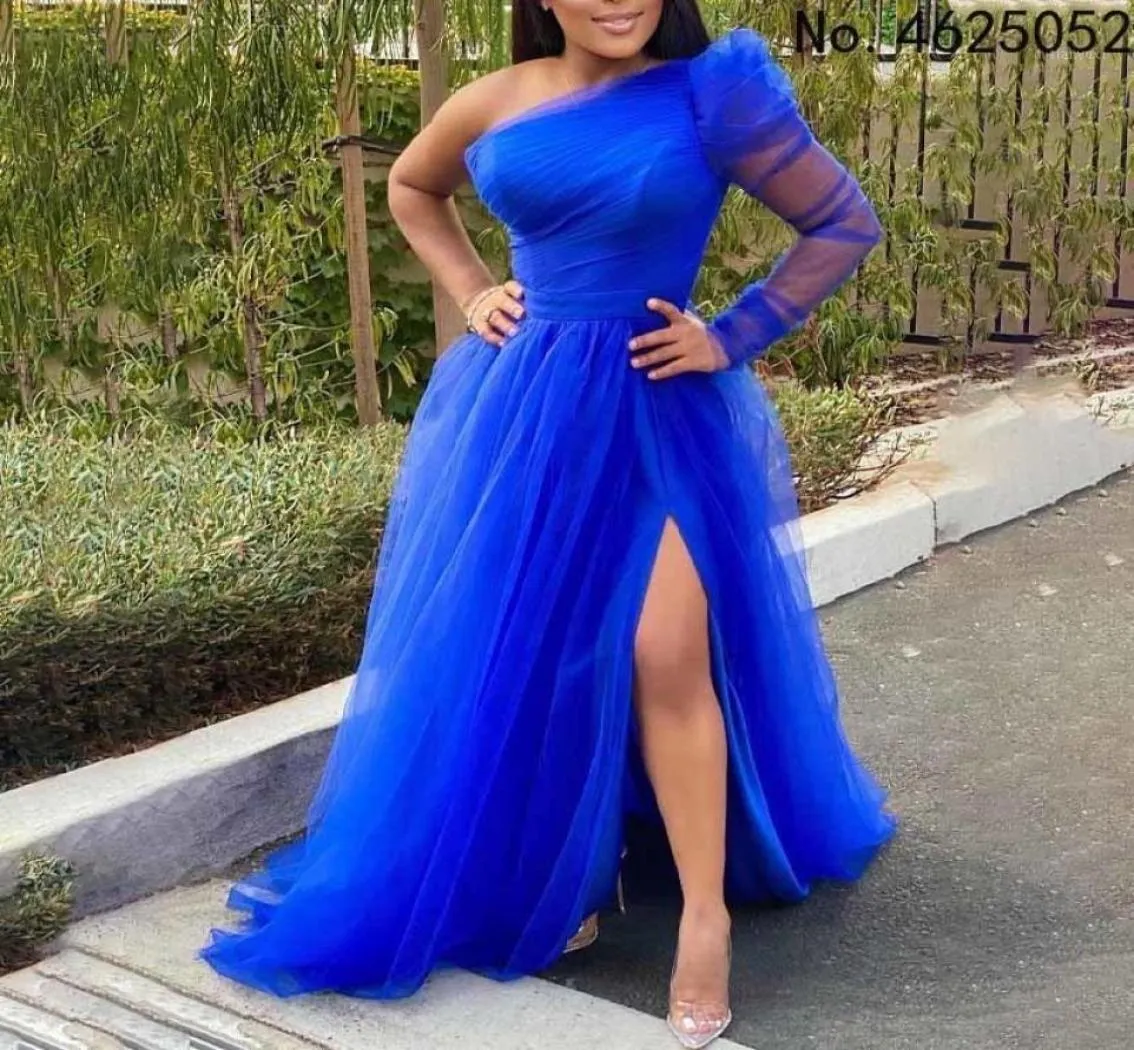 Casual Dresses Lady Bridesmaid Party Plus Size 2022 Off Shoulder Split Big Hem Long Tulle Aline Prom Dress Formal Wedding1540375