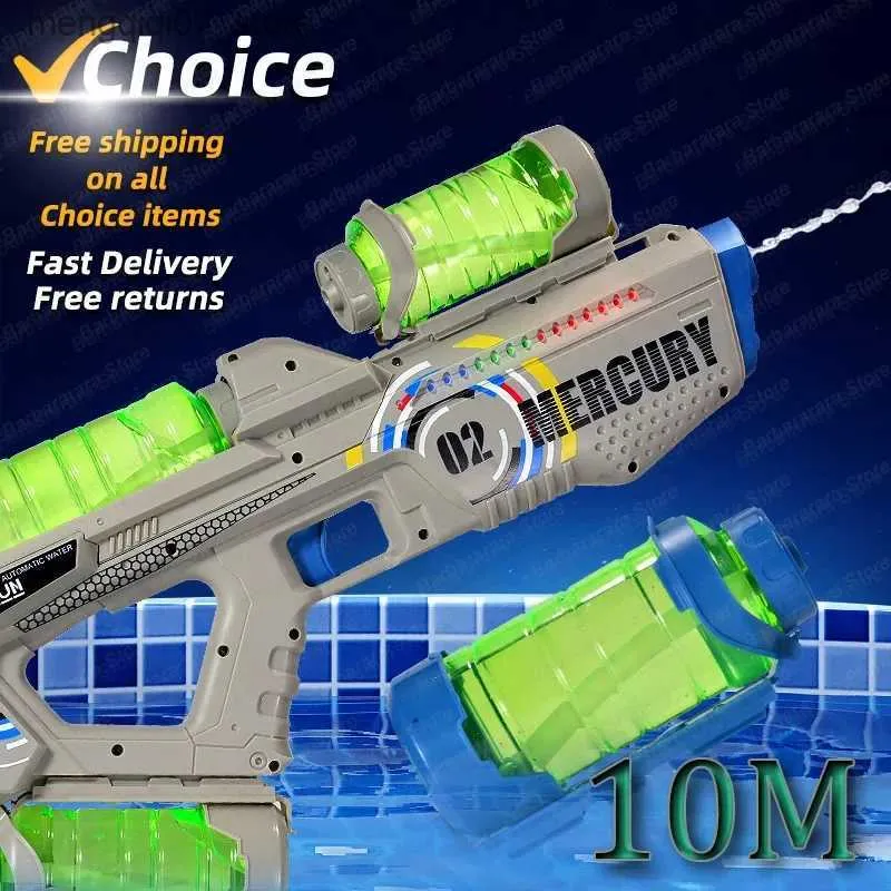 Sable Play Water Fun 50 cm Pistolet à eau électrique entièrement automatique avec lumière rechargeable Jeu de fête à tir continu Enfants Espace Éclaboussures Jouet Garçon Cadeau L240312