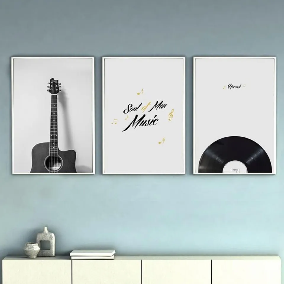 Paintings Vintage Musical Instrument Guitar Radio Canvas Painting Poster And Print Living Room Bedroom Wall Art Picture Home Decor2511