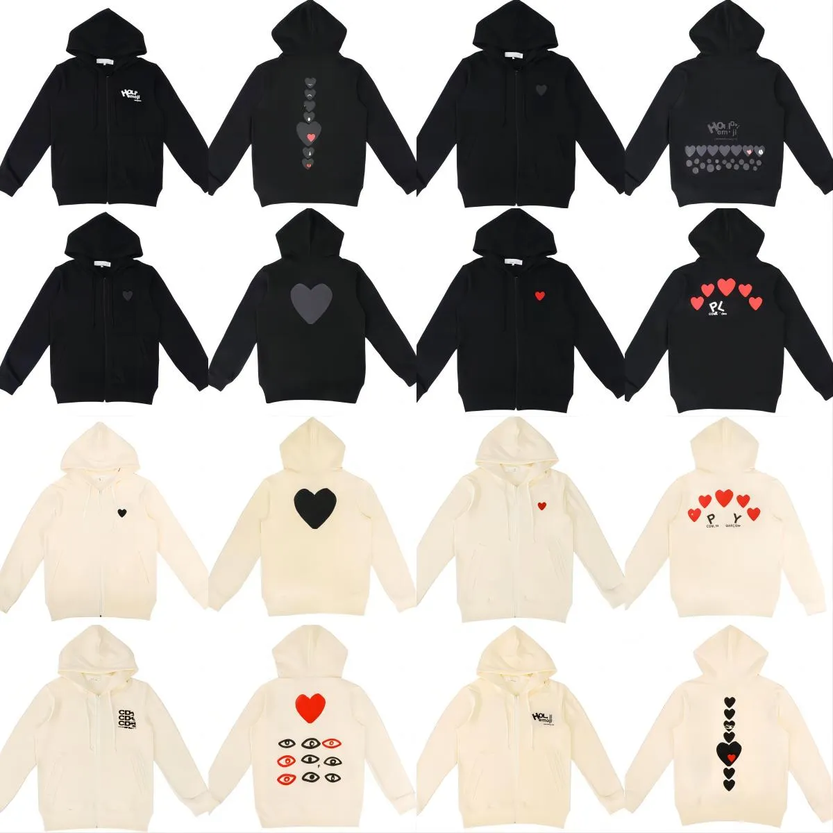 Sweatshirts pour hommes Designer Play Commes Jumpers Des Garcons Lettre Broderie Manteau à capuche Veste à manches longues Femmes Coeur rouge Pull en vrac Cardigan Zipper Sweats à capuche zm