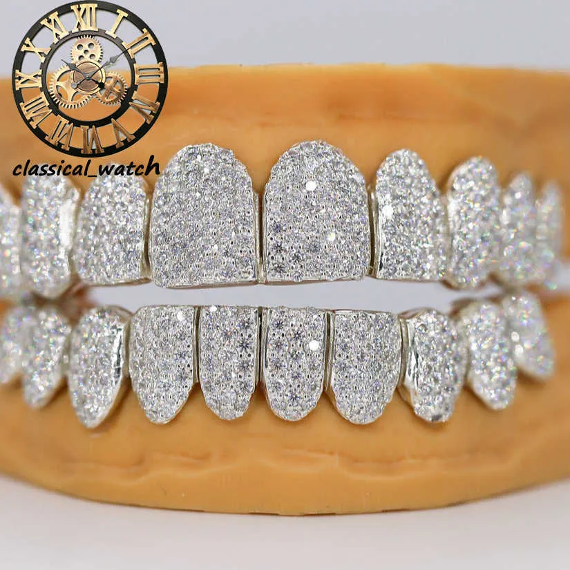 Anpassad permanent VVS Moissanite Diamond Grillz Iced Out Bussed Down Hip Hop Jewelry for Rappers Luxury Personalized Grille