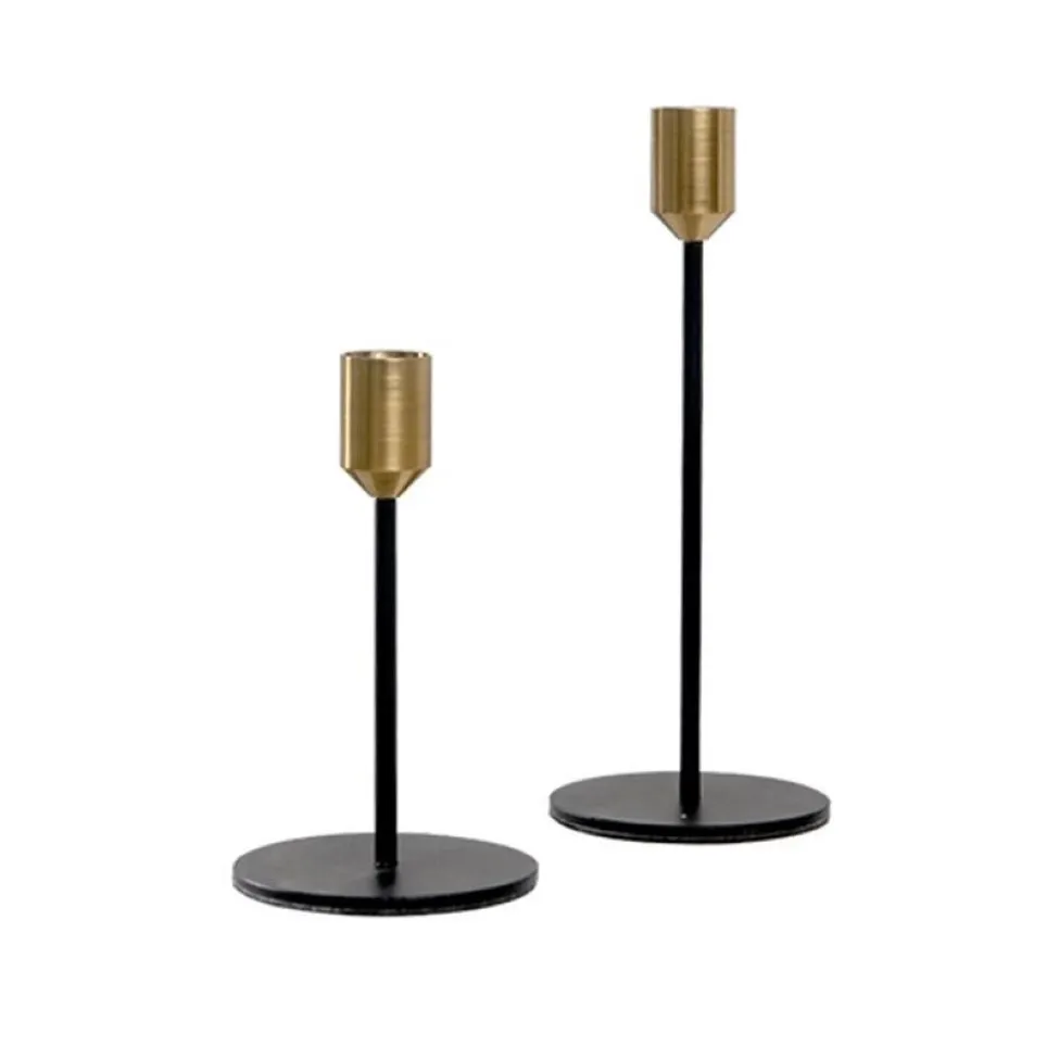 Moderne stijl goud met zwarte metalen kandelaars Bruiloft middelpunt Decoratie Bar Party Home Decor Candlestick2368