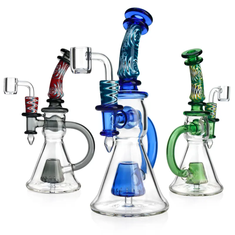 Phoenix 9 tum glas vatten bongs återvinnare dab rigg rökning vattenpipa vatten bong vattenpipa shisha med en kvarts banger