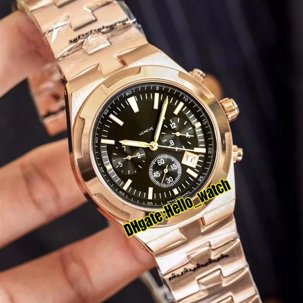 Дешевые новые за рубежом 5500V 000R-B435 Черный циферблат A2813 Автоматические мужские часы Дата Розовое золото Стальной браслет Высококачественные спортивные часы 2204