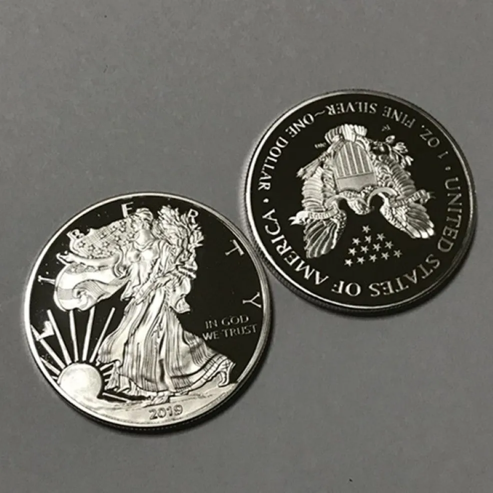 Noyau en laiton 2019 dom Non magnétique plaqué argent, 5 pièces, 40 mm, avec décoration d'aigle à l'envers, pièce de collection 276J