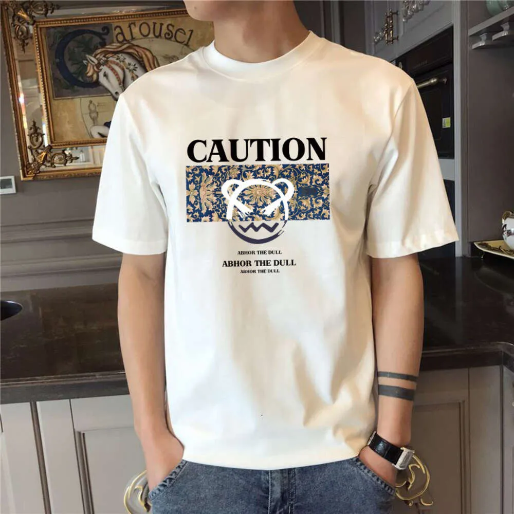 Mens Cotton Short Sleeve T-shirt Summer Solid Youth Fashion Loose Round Neck Pullover Casual Versatile Bottom