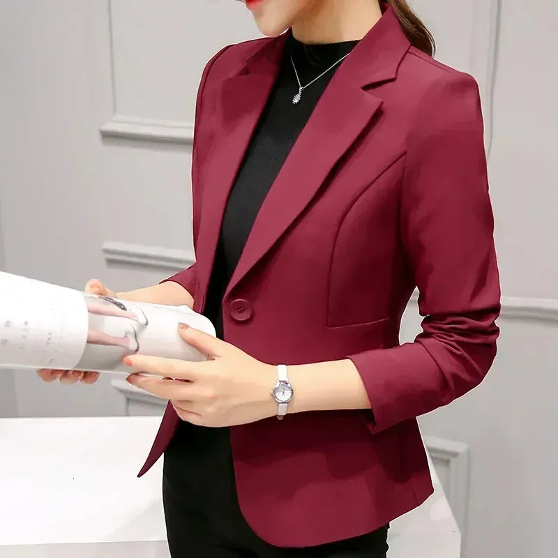 Frauen Blazer Jacken Einfarbig Femme Mantel Business Casual Herbst Winter Lange Ärmeln Slim Fitting Topcoat Bequeme Mantel 240228