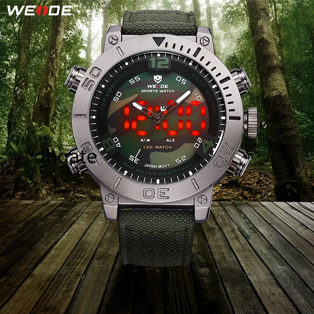 WEIDE Uomo Luxury Brand Casual movimento al quarzo Orologio led digitale analogico cinturino in nylon quadrante mimetico orologio da polso Relogio