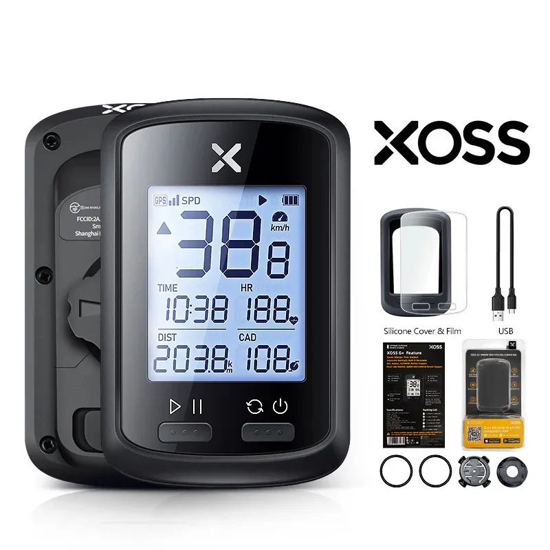 XOSS G plus G Bike GPS Fahrradcomputer Drahtloser Tachometer Wasserdicht Radfahren GPS Fahrradcomputer Fahrradtacho Kilometerzähler 240307