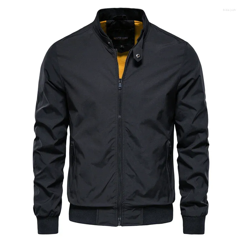 Мужские куртки 2024, однотонная бейсбольная куртка, мужская повседневная куртка-бомбер с воротником-стойкой, мужская осенняя высококачественная облегающая куртка
