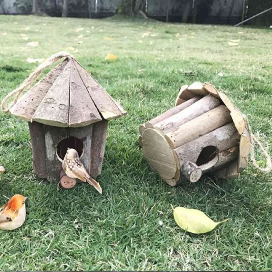 Nid suspendu d'extérieur, maison en bois ventilée pour petits oiseaux, poulets, moineaux, décoration de jardin de cour, fournitures 243D